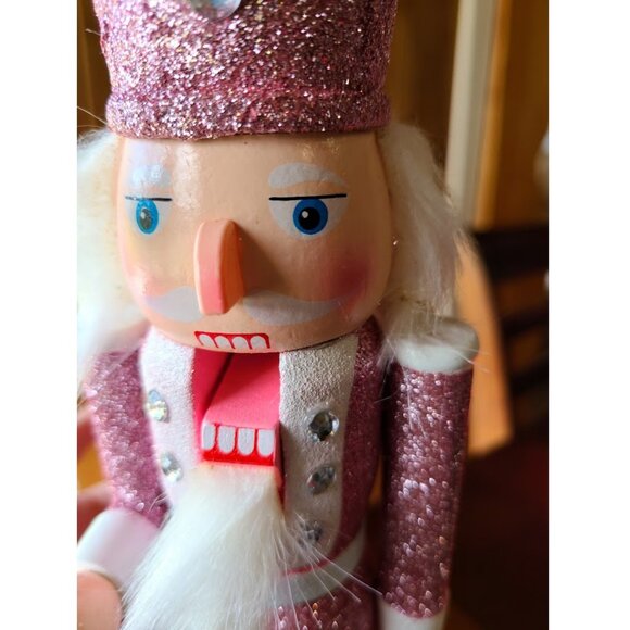 Pink Christmas Nutcracker Soldier Wooden Statue Holiday Decor Xmas Decoration - Picture 4 of 15